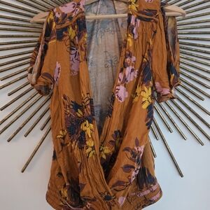 Floral Women's Top in Orange and Purple